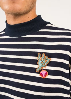 Coral Embroidered Brooch