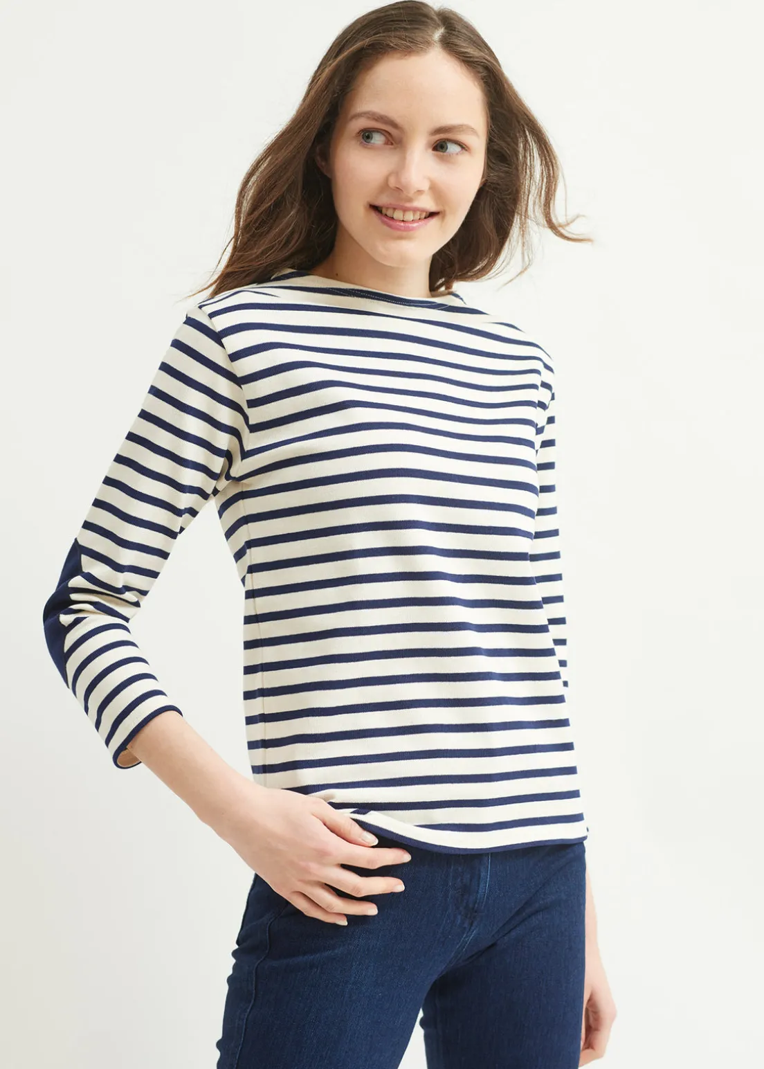 Guildo boat neck striped sailor shirt