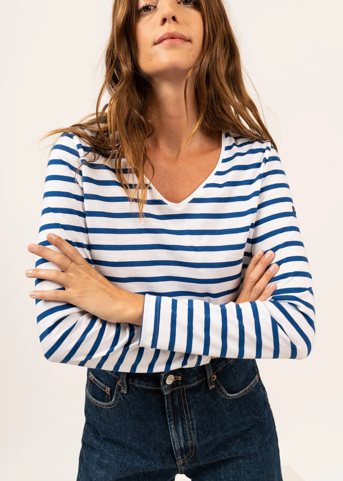 Hoedic V neck sailor striped shirt