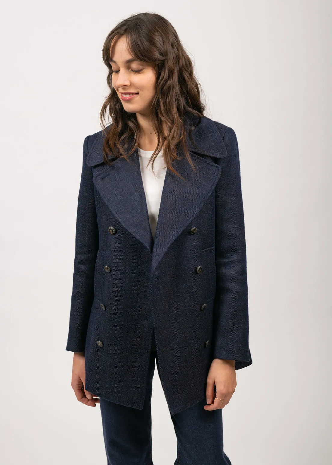 Héritage peacoat for women in Merino wool