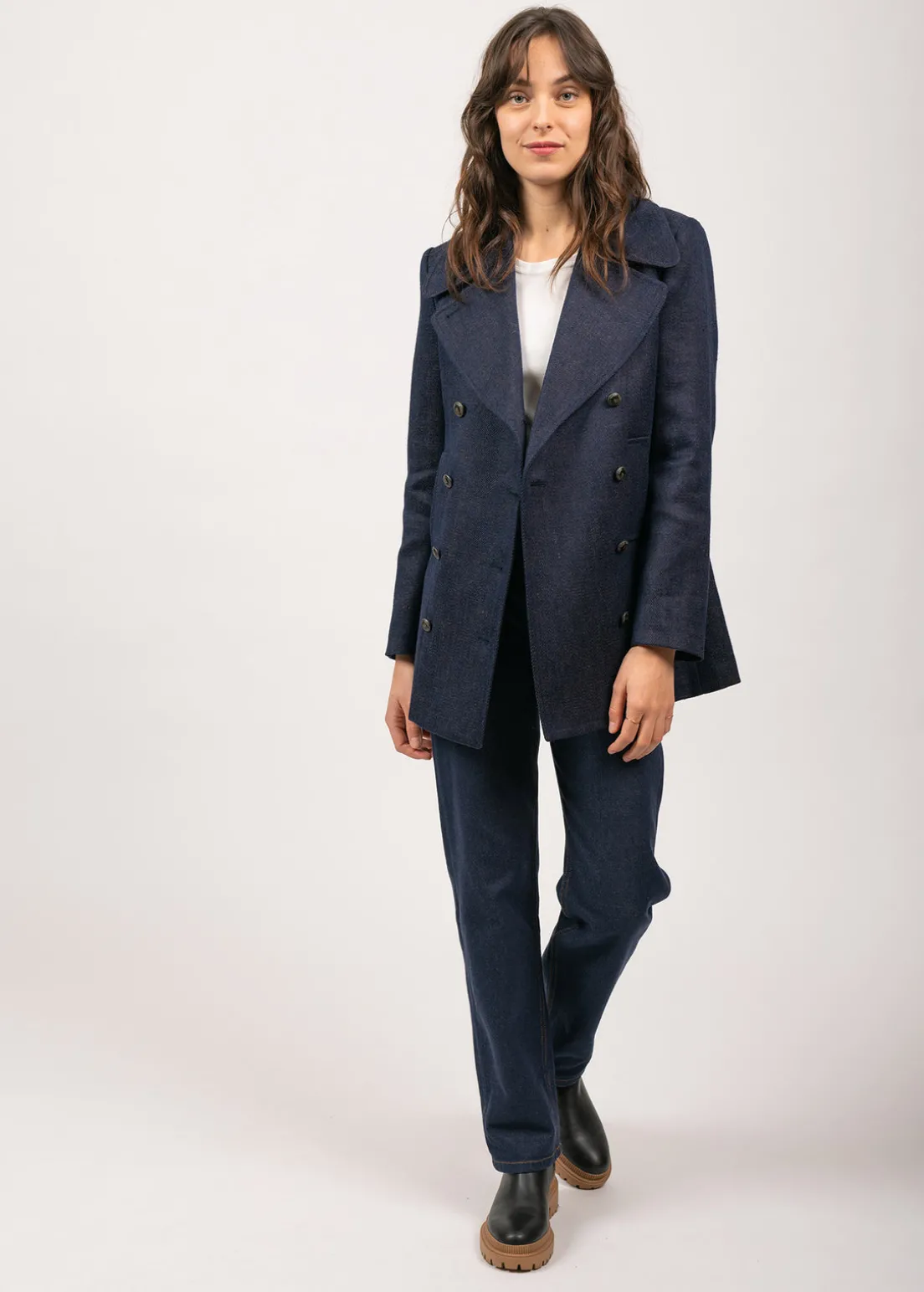 Héritage peacoat for women in Merino wool
