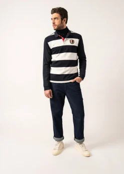 Pierrot Rugby-style Striped Polo Shirt