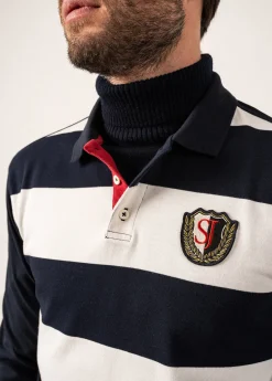 Pierrot Rugby-style Striped Polo Shirt