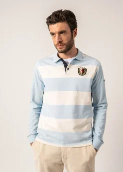 Pierrot Rugby-style Striped Polo Shirt