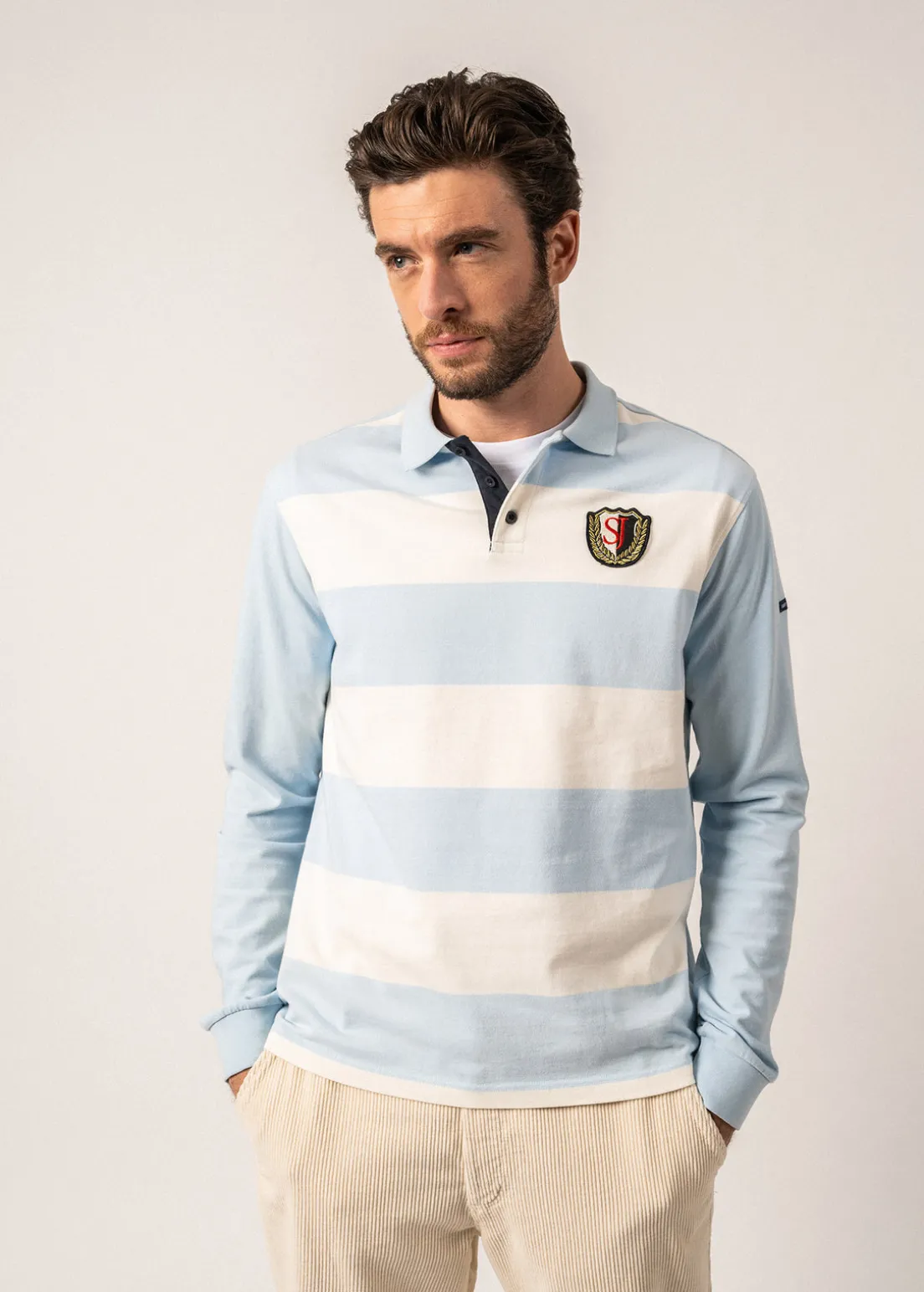 Pierrot Rugby-style Striped Polo Shirt