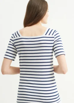 Pléneuf square neck striped sailor shirt