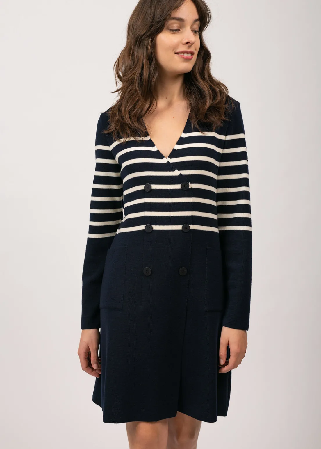Royale striped dress in wool