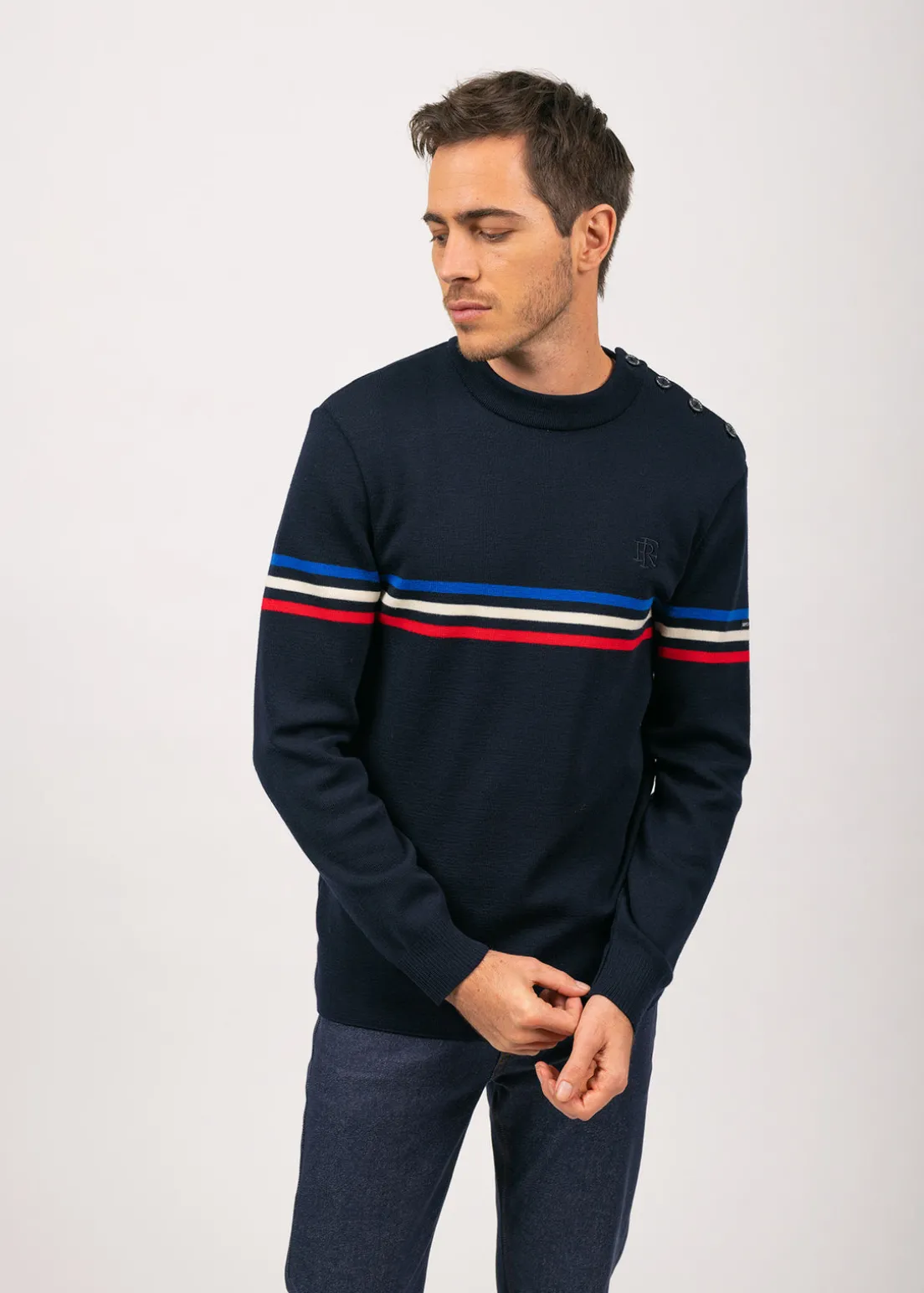 Sailor jumper with tricolour stripes