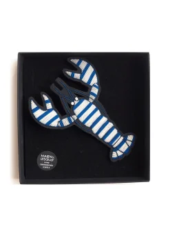 Striped lobster embroidered brooch