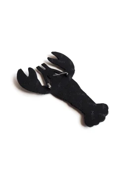 Striped lobster embroidered brooch