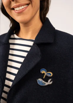 Whale embroidered brooch